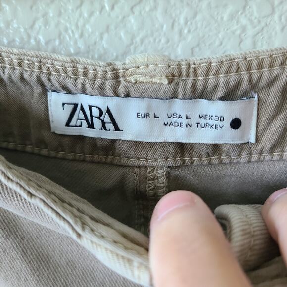 Zara Cut Off Denim Women Shorts SZ Large 32" x 2.5" Beige Festival Western - Picture 6 of 9